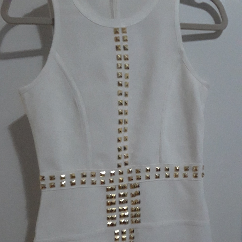 Bandage white and gold dress